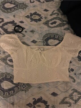 Hollister White Eyelet Sweetheart Crop Top